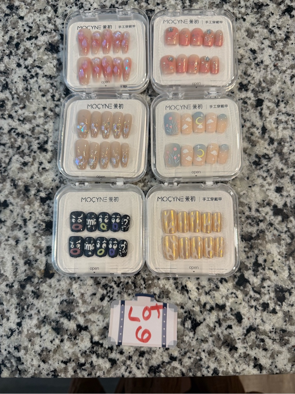 Women’s Press-On Nail Set – Assorted Pink, Nude, Black & Gold Styles
